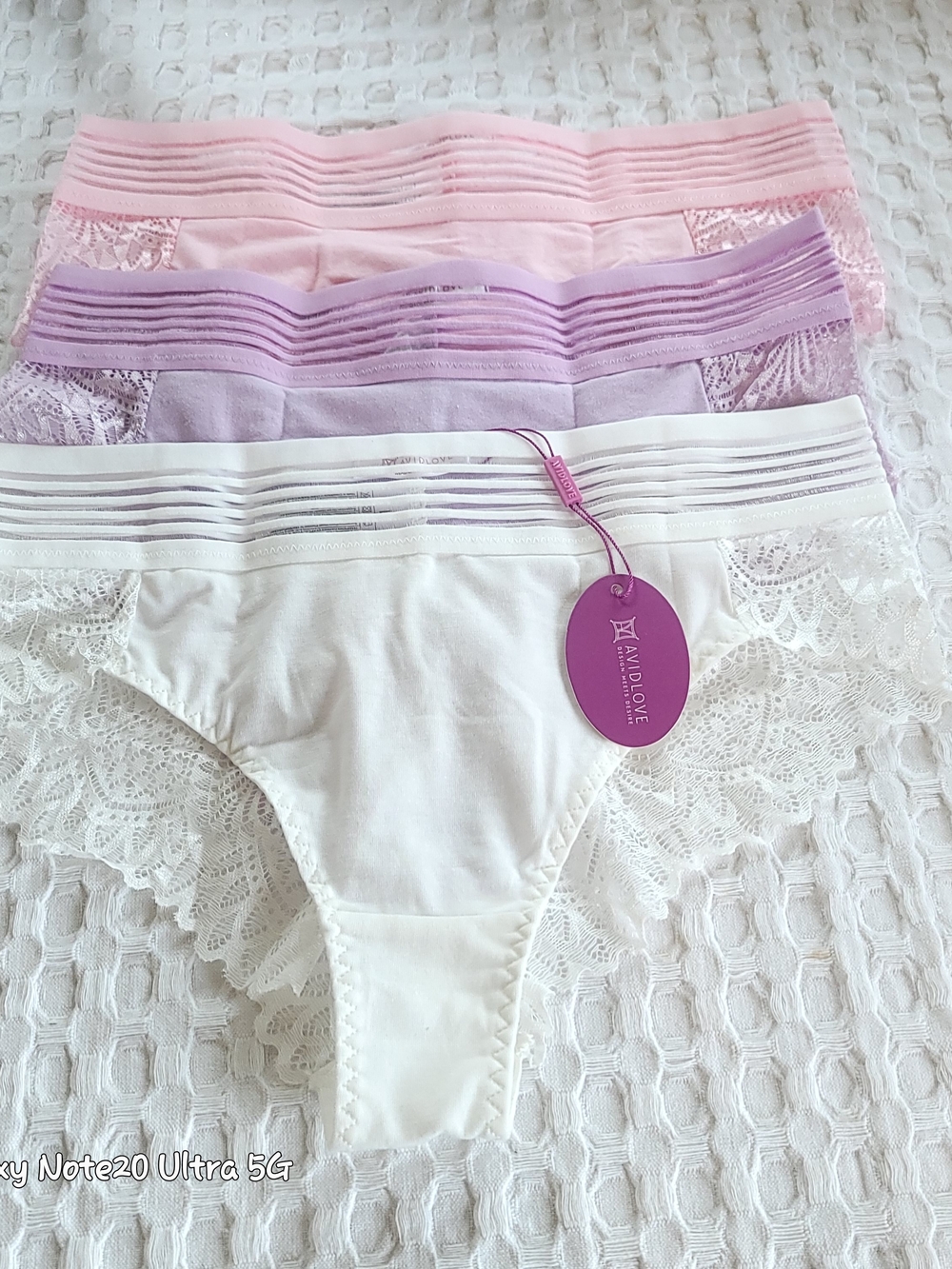 Avidlove 3 Pack Lace Bikini Panties Strappy Cutout Waist Pastels Size L NWT